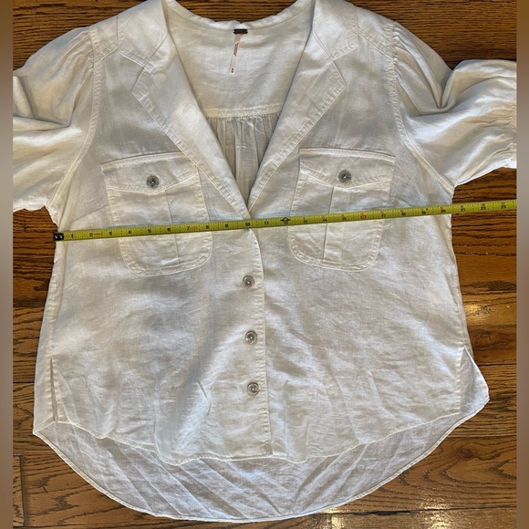 Free People “Safari Babe” Linen-Blend Button-Down Top - White - Size M - Picture 9 of 9
